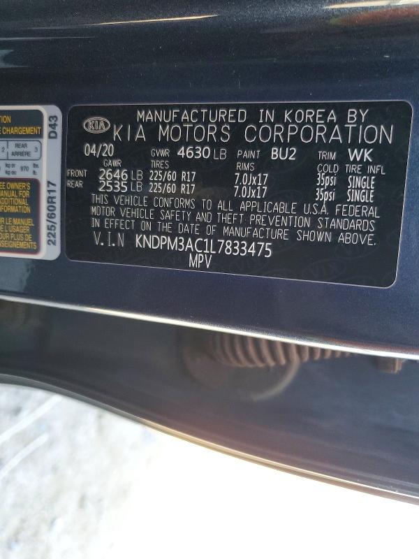 Aukcja sprzedaży 2020 Kia Sportage, vin: KNDPM3AC1L7833475, numer aukcji: 50356396