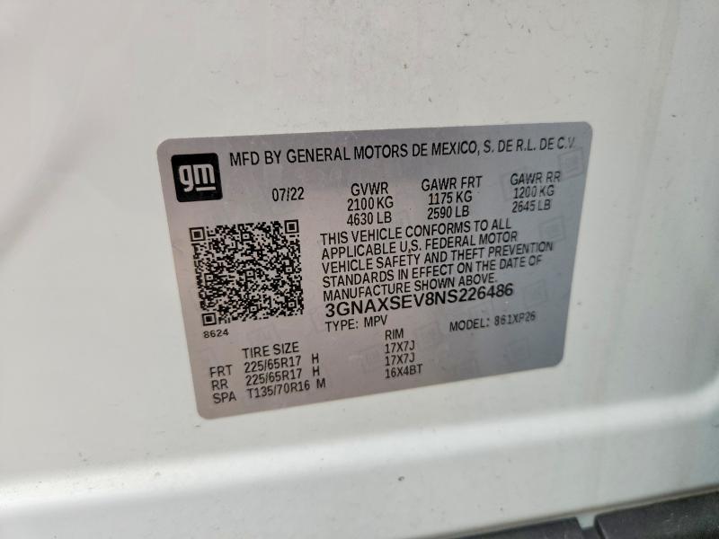 Продажа на аукционе авто 2022 Chevrolet Equinox, vin: 3GNAXSEV8NS226486, номер лота: 50325356