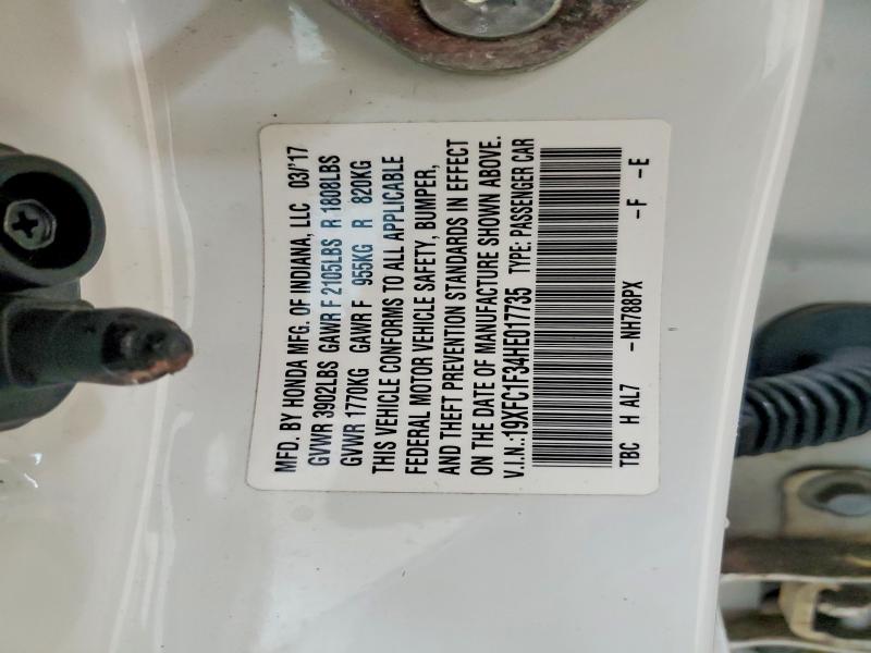 2017 Honda Civic მანქანა იყიდება აუქციონზე, vin: 19XFC1F34HE017735, აუქციონის ნომერი: 51303846