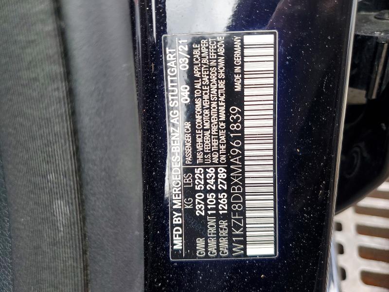 2021 Mercedes-benz E მანქანა იყიდება აუქციონზე, vin: W1KZF8DBXMA961839, აუქციონის ნომერი: 51646826