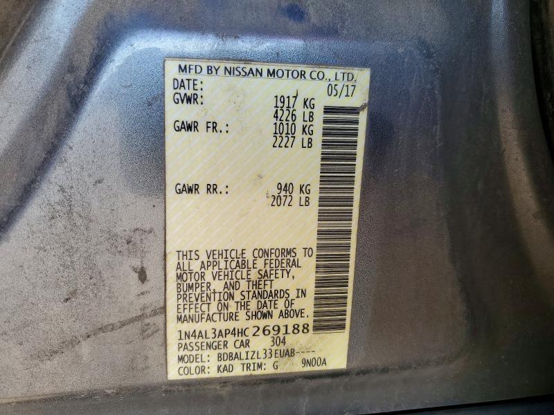 49637536 :رقم المزاد ، 1N4AL3AP4HC269188 vin ، 2017 Nissan Altima مزاد بيع