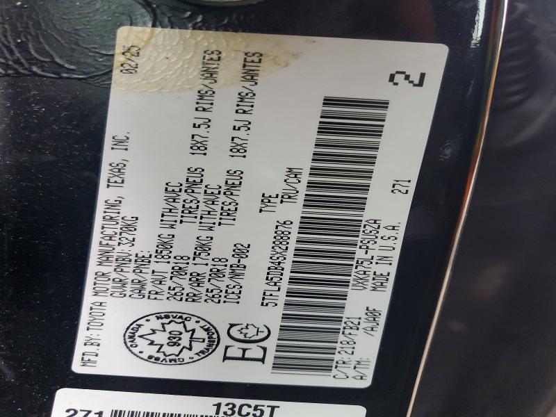 47542806 :رقم المزاد ، 5TFLA5DB4SX288876 vin ، 2025 Toyota Tundra مزاد بيع