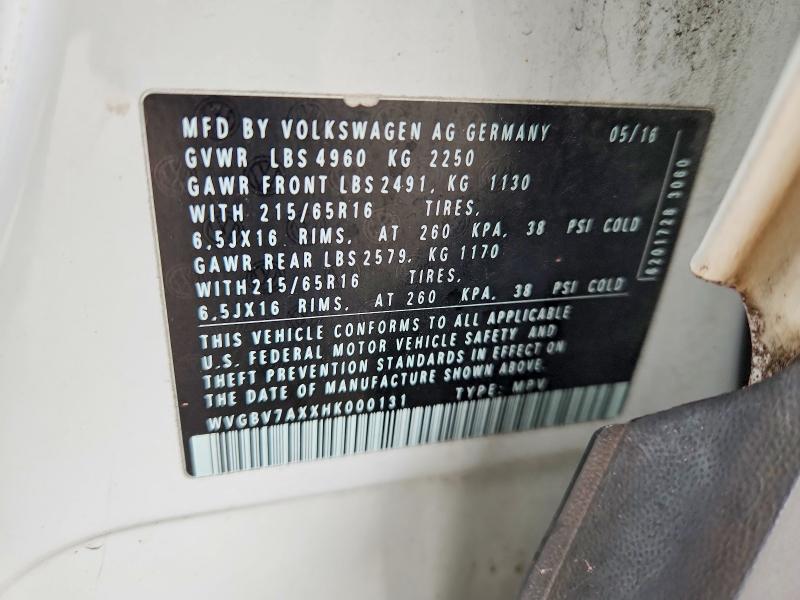 Продажа на аукционе авто 2017 Volkswagen Tiguan, vin: WVGBV7AXXHK000131, номер лота: 51940776