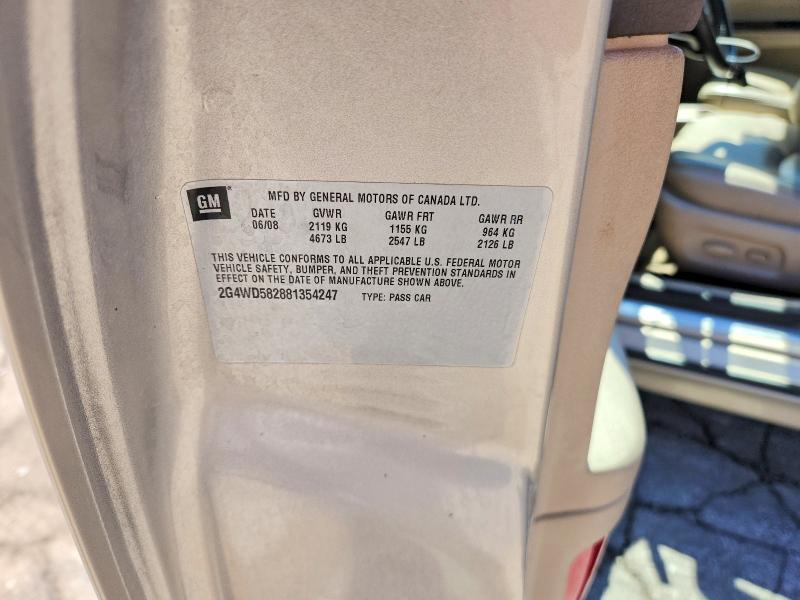 48816836 :رقم المزاد ، 2G4WD582881354247 vin ، 2008 Buick Lacrosse مزاد بيع