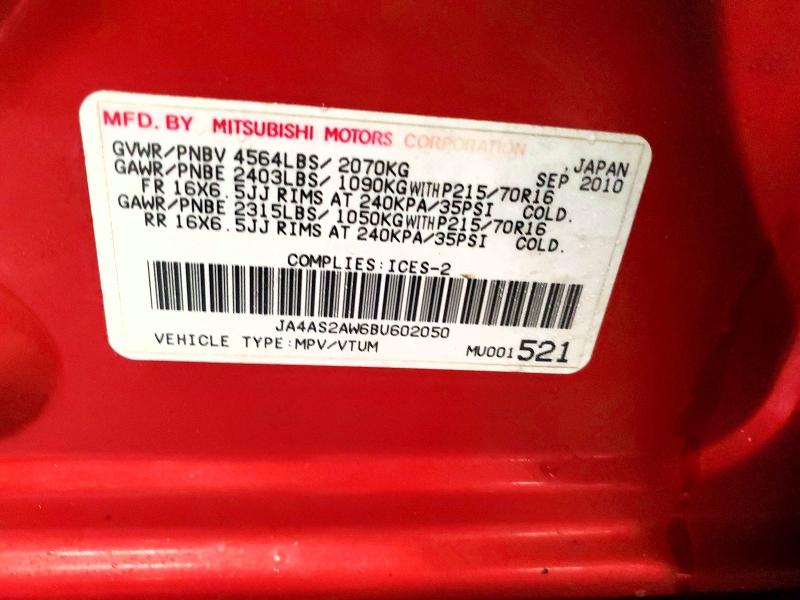 Продаж на аукціоні авто 2011 Mitsubishi Outlander, vin: JA4AS2AW6BU602050, номер лоту: 49730416