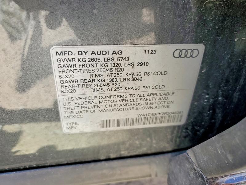 2024 Audi Sq5 მანქანა იყიდება აუქციონზე, vin: WA1C4BFY2R2045091, აუქციონის ნომერი: 51179566