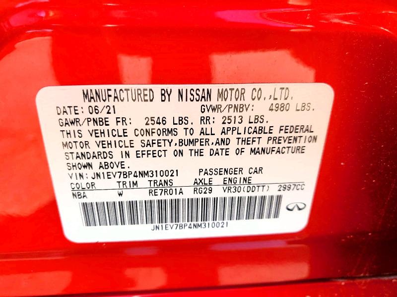 Aukcja sprzedaży 2022 Infiniti Q50, vin: JN1EV7BP4NM310021, numer aukcji: 49388586