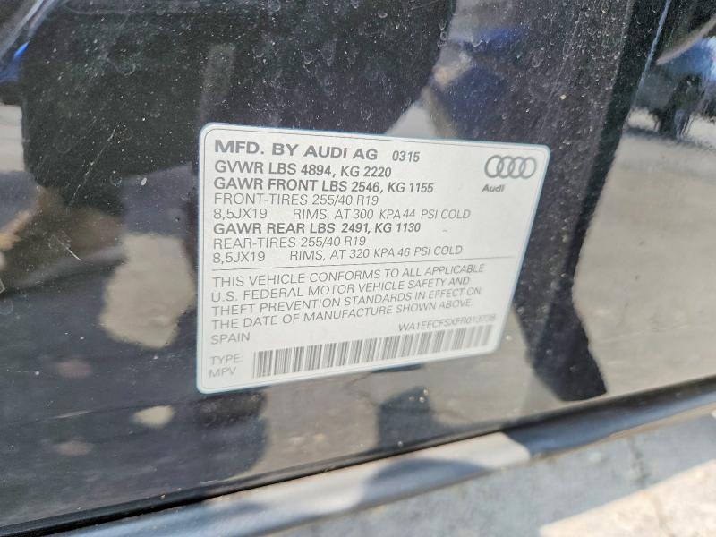 Aukcja sprzedaży 2015 Audi Q3, vin: WA1EFCFSXFR013738, numer aukcji: 51568716