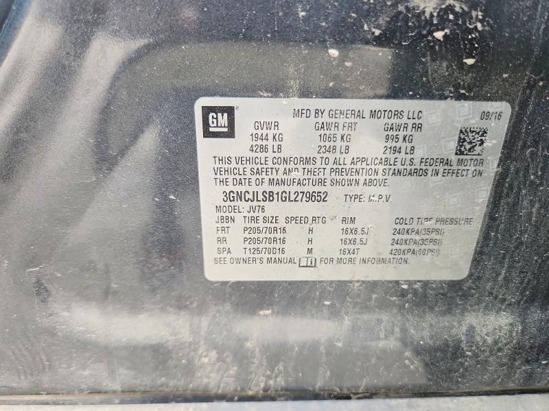 Продаж на аукціоні авто 2016 Chevrolet Trax, vin: 3GNCJLSB1GL279652, номер лоту: 53115486