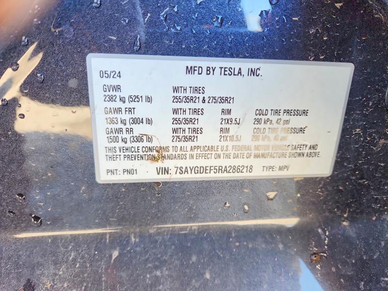 48519856 :رقم المزاد ، 7SAYGDEF5RA286218 vin ، 2024 Tesla Model Y مزاد بيع