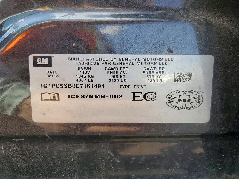 2014 Chev Cruze Lt Turbo 4dr მანქანა იყიდება აუქციონზე, vin: 1G1PC5SB8E7161494, აუქციონის ნომერი: 48632576