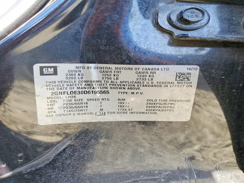 Продаж на аукціоні авто 2013 Chevrolet Equinox, vin: 2GNFLDE30D6195565, номер лоту: 51997936
