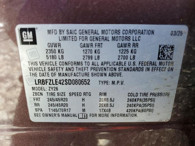 Aukcja sprzedaży 2025 Buick Envision, vin: LRBFZLE42SD080652, numer aukcji: 50685266