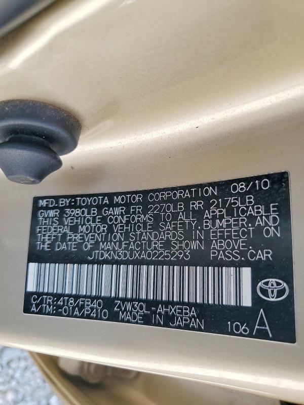 Aukcja sprzedaży 2010 Toyota Prius, vin: JTDKN3DUXA0225293, numer aukcji: 47662766