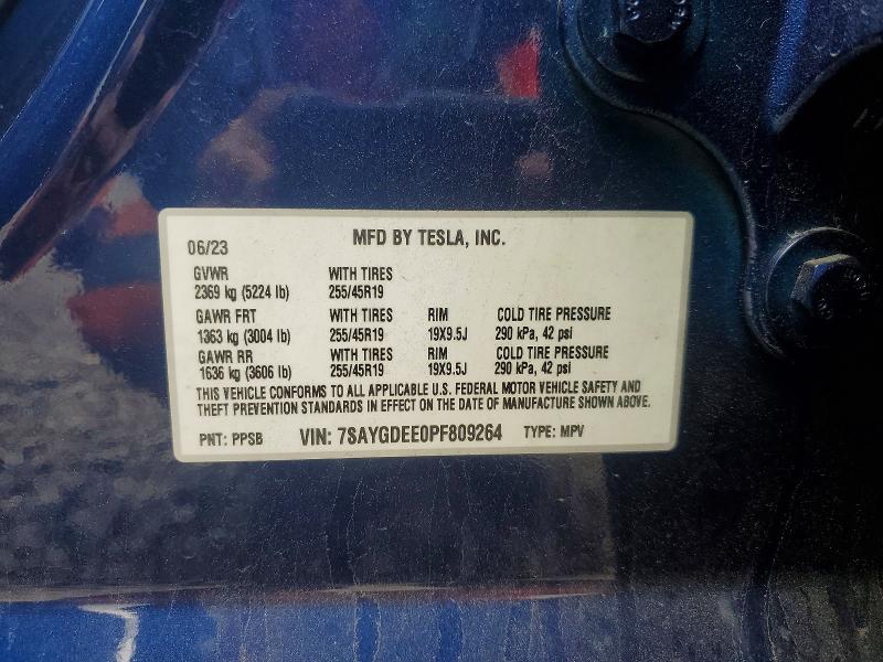 2023 Tesla Model Y მანქანა იყიდება აუქციონზე, vin: 7SAYGDEE0PF809264, აუქციონის ნომერი: 50641086