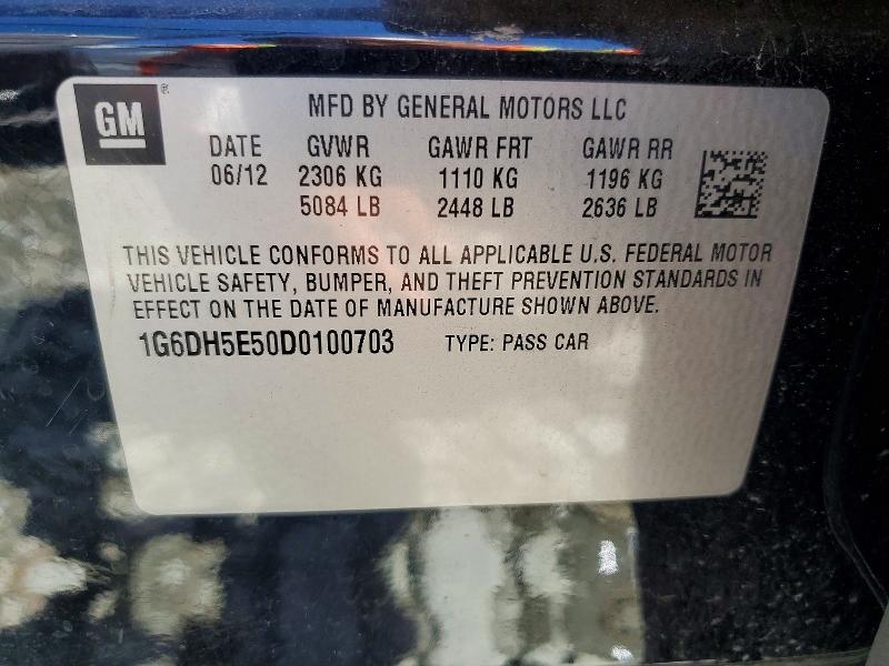 50479796 :رقم المزاد ، 1G6DH5E50D0100703 vin ، 2013 Cadillac Cts مزاد بيع