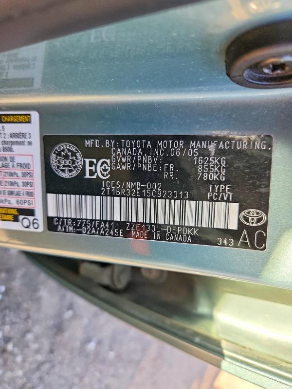 Продаж на аукціоні авто 2005 Toyota Corolla, vin: 2T1BR32E15C923013, номер лоту: 49724346