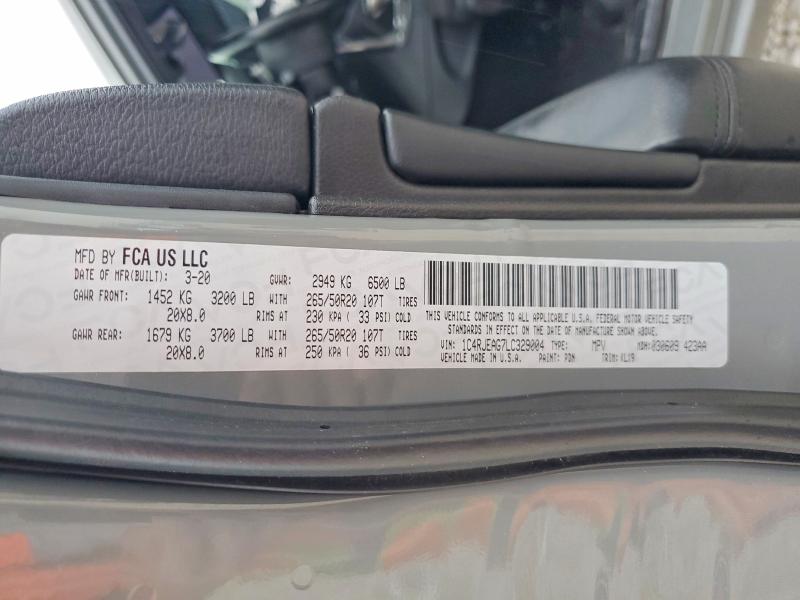 2020 Jeep Grand Cherokee მანქანა იყიდება აუქციონზე, vin: 1C4RJEAG7LC329004, აუქციონის ნომერი: 51127186