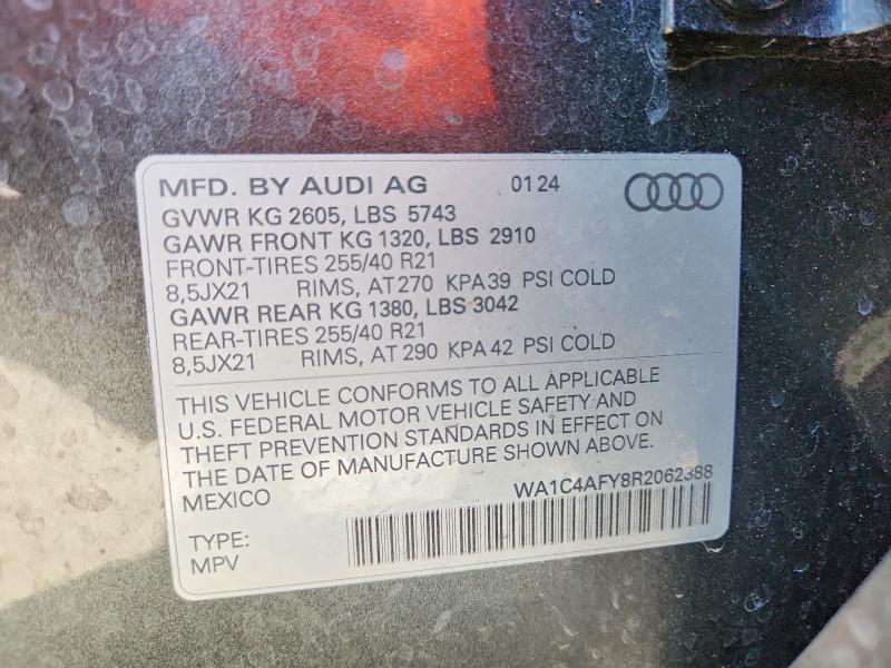 Продажа на аукционе авто 2024 Audi Sq5, vin: WA1C4AFY8R2062388, номер лота: 50016846