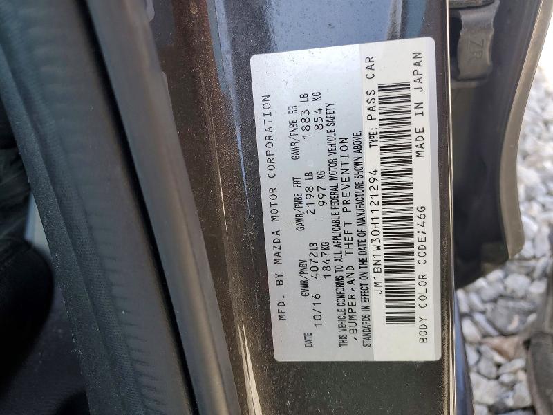 50455536 :رقم المزاد ، JM1BN1W30H1121294 vin ، 2017 Mazda 3 مزاد بيع