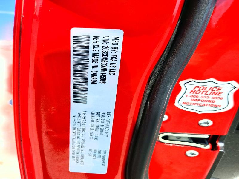 Продаж на аукціоні авто 2022 Dodge Charger, vin: 2C3CDXBGXNH145008, номер лоту: 51640266