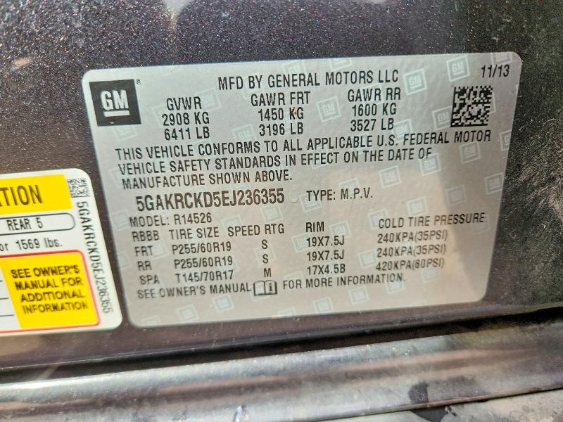 Продаж на аукціоні авто 2014 Buick Enclave, vin: 5GAKRCKD5EJ236355, номер лоту: 49760736
