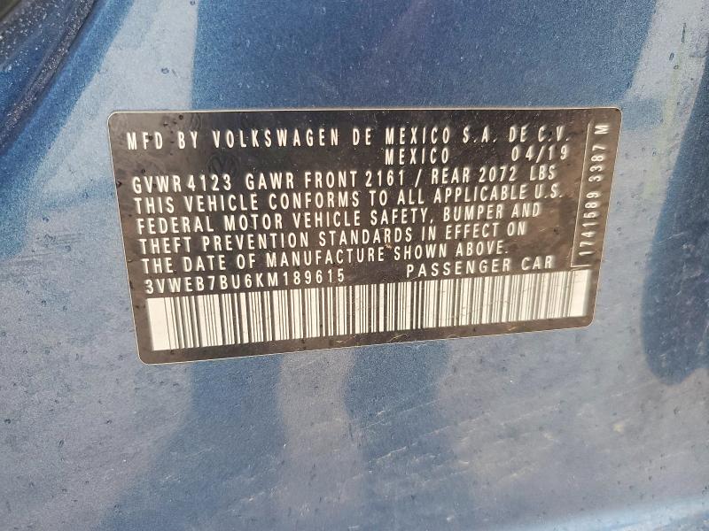 Продажа на аукционе авто 2019 Volkswagen Jetta, vin: 3VWEB7BU6KM189615, номер лота: 50416886