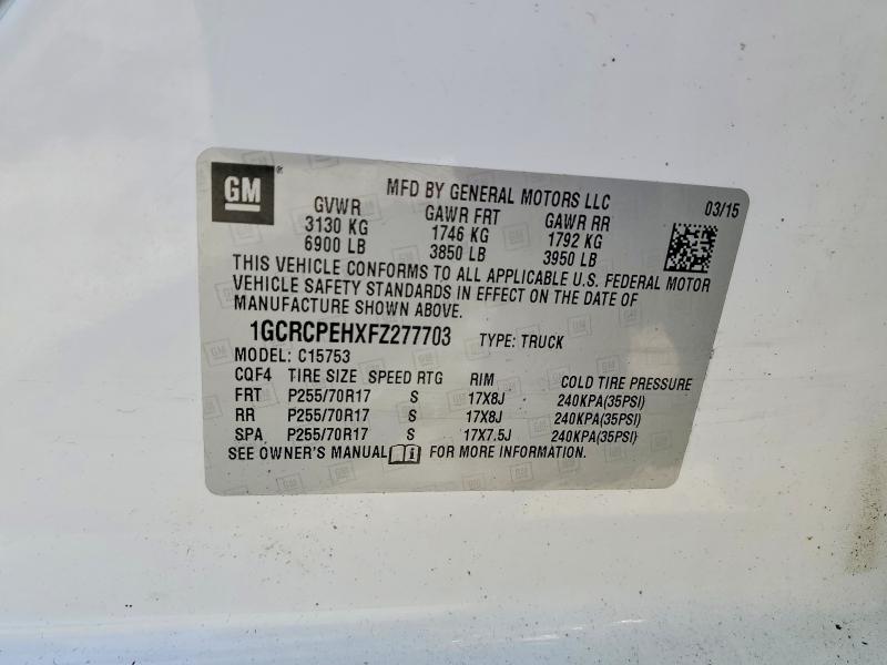 49679436 :رقم المزاد ، 1GCRCPEHXFZ277703 vin ، 2015 Chevrolet Silverado مزاد بيع