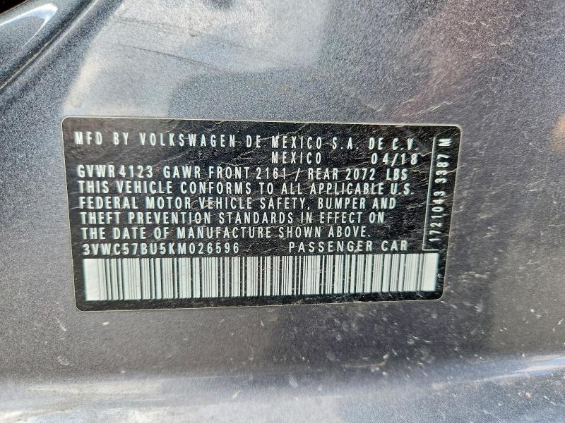 Продажа на аукционе авто 2019 Volkswagen Jetta, vin: 3VWC57BU5KM026596, номер лота: 48932956
