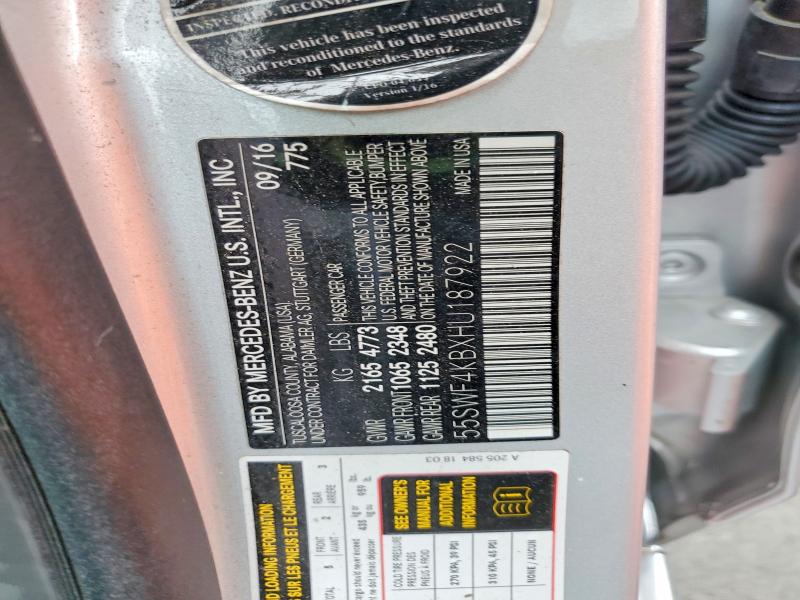 Aukcja sprzedaży 2017 Mercedes-benz C, vin: 55SWF4KBXHU187922, numer aukcji: 49153216