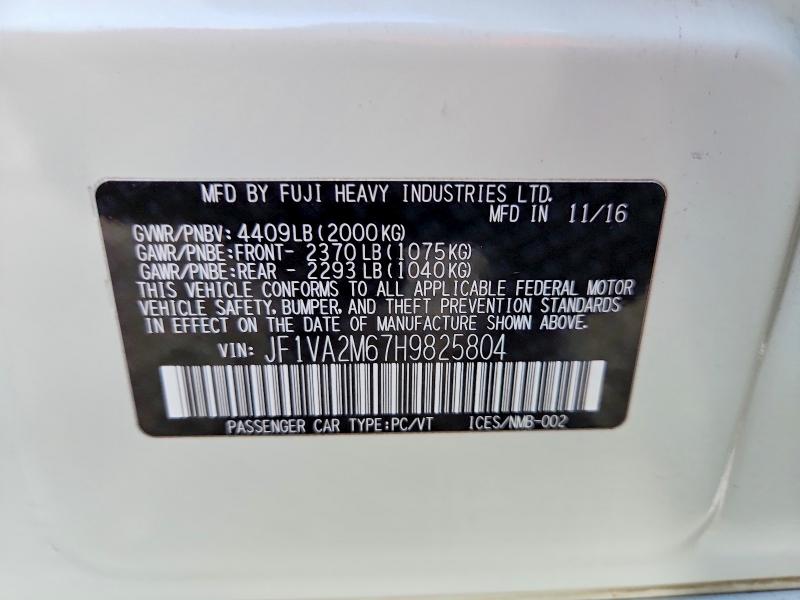 Aukcja sprzedaży 2017 Subaru Wrx, vin: JF1VA2M67H9825804, numer aukcji: 50916086