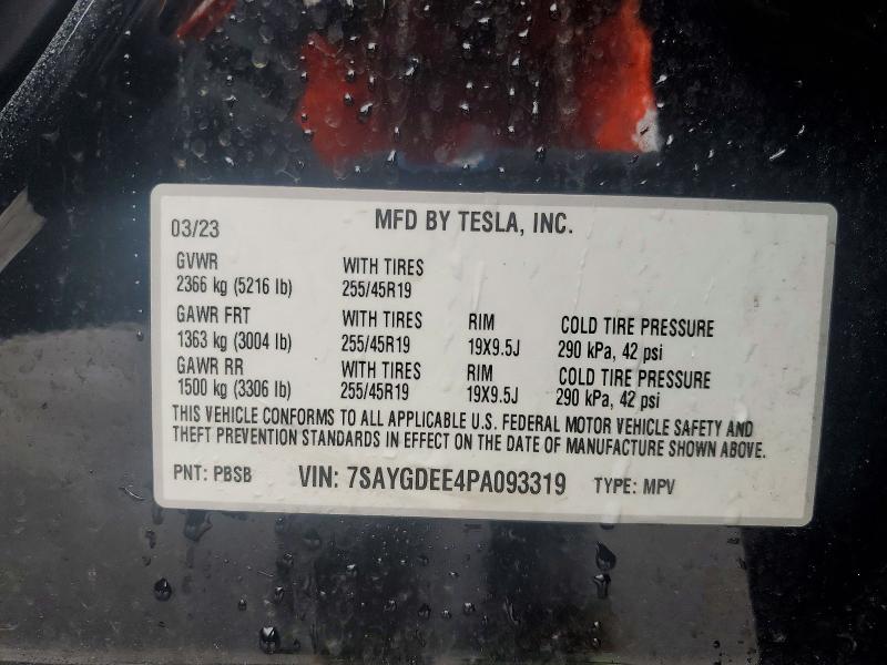 Aukcja sprzedaży 2023 Tesla Model Y, vin: 7SAYGDEE4PA093319, numer aukcji: 48492506