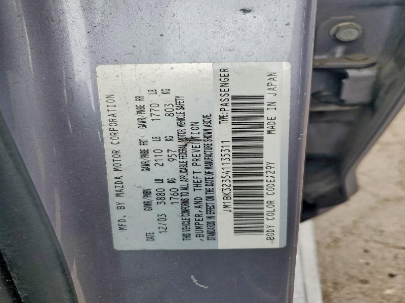 Продажа на аукционе авто 2004 Mazda 3, vin: JM1BK323541135311, номер лота: 51306206