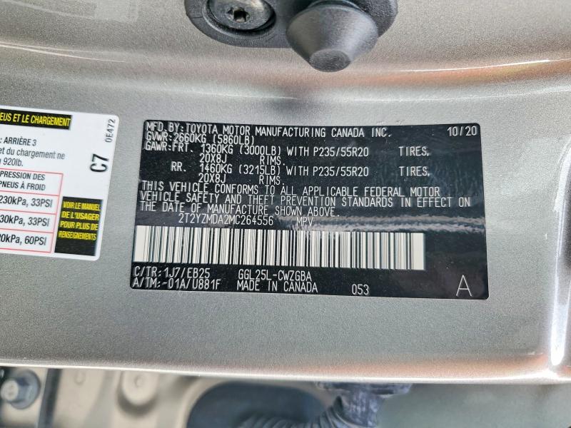 2021 Lexus Rx მანქანა იყიდება აუქციონზე, vin: 2T2YZMDA2MC264556, აუქციონის ნომერი: 50152446