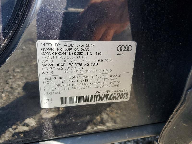2014 Audi Q5 მანქანა იყიდება აუქციონზე, vin: WA1LFAFP8EA005299, აუქციონის ნომერი: 49645636