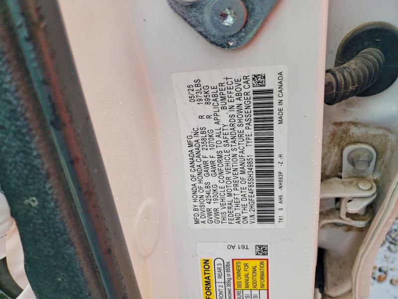 50804166 :رقم المزاد ، 2HGFE4F85SH349851 vin ، 2025 Honda Civic مزاد بيع