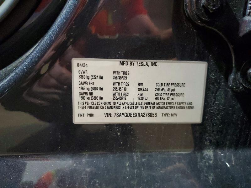 Продажа на аукционе авто 2024 Tesla Model Y, vin: 7SAYGDEEXRA278056, номер лота: 51507126