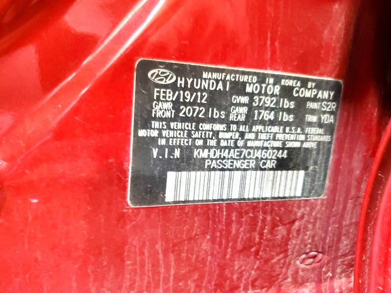 Продажа на аукционе авто 2012 Hyundai Elantra, vin: KMHDH4AE7CU460244, номер лота: 51495816