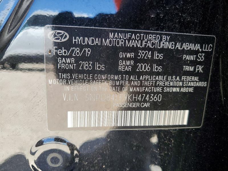 2019 Hyundai Elantra მანქანა იყიდება აუქციონზე, vin: 5NPD84LF9KH474360, აუქციონის ნომერი: 50292916