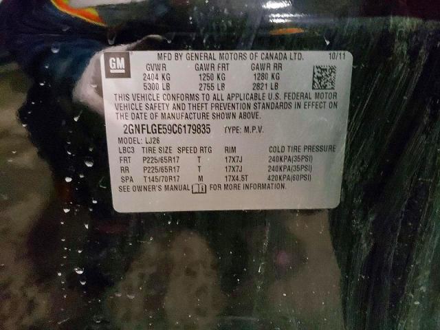 51907736 :رقم المزاد ، 2GNFLGE59C6179835 vin ، 2012 Chevrolet Equinox مزاد بيع