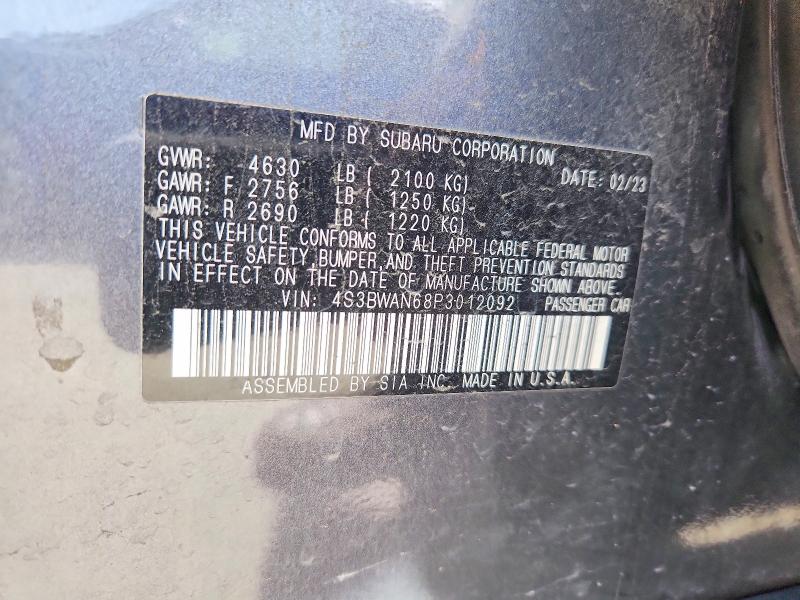 Aukcja sprzedaży 2023 Subaru Legacy, vin: 4S3BWAN68P3012092, numer aukcji: 49797216