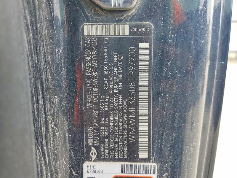 2008 Mini Cooper მანქანა იყიდება აუქციონზე, vin: WMWML33508TP97200, აუქციონის ნომერი: 50526636