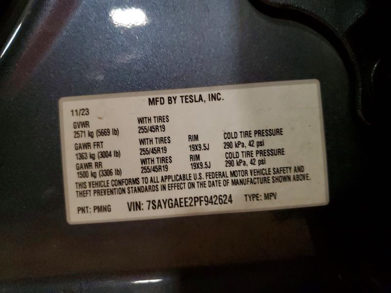 2023 Tesla Model Y მანქანა იყიდება აუქციონზე, vin: 7SAYGAEE2PF942624, აუქციონის ნომერი: 50453636