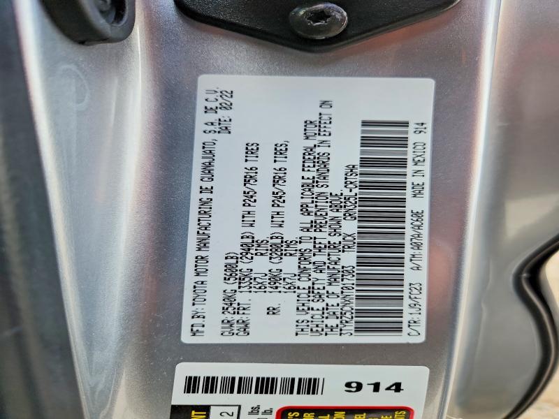 Aukcja sprzedaży 2022 Toyota Tacoma, vin: 3TYRZ5CNXNT017303, numer aukcji: 50736596