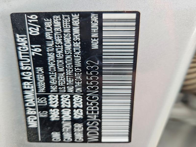 51905656 :رقم المزاد ، WDDSJ4EB5GN355532 vin ، 2016 Mercedes-benz Cla مزاد بيع