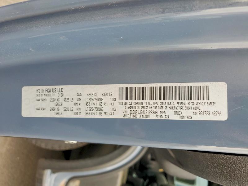 Продажа на аукционе авто 2020 Ram Promaster 3500, vin: 3C6URVJG0LE129309, номер лота: 55084946