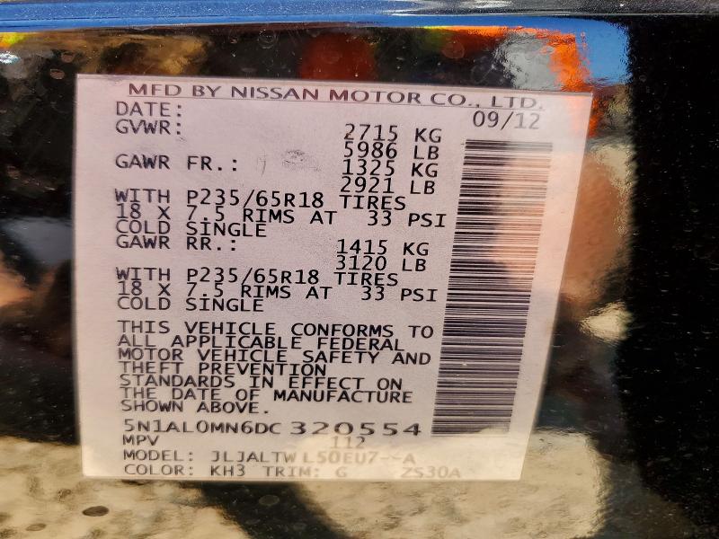 Aukcja sprzedaży 2013 Infiniti Jx35, vin: 5N1AL0MN6DC320554, numer aukcji: 50677386