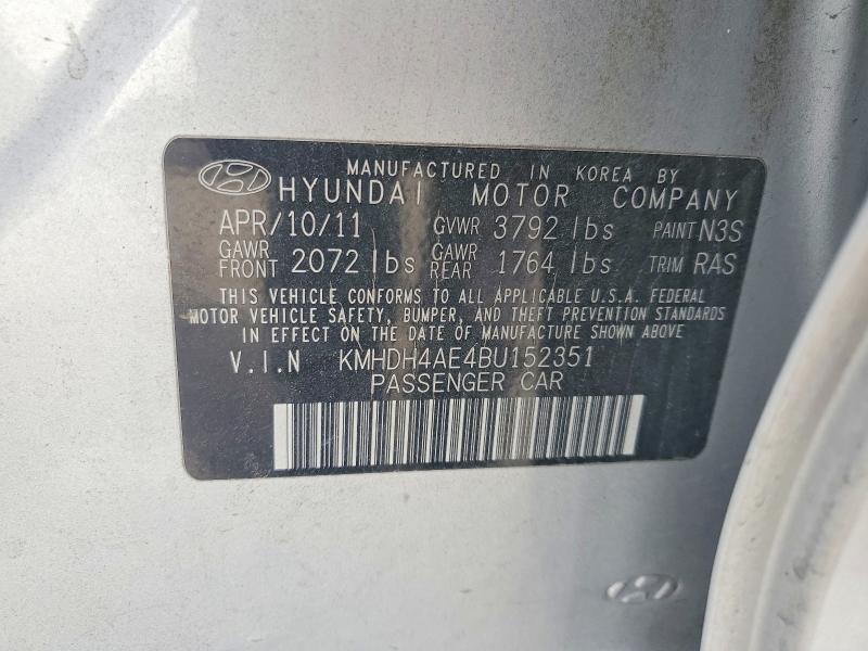 Продажа на аукционе авто 2011 Hyundai Elantra, vin: KMHDH4AE4BU152351, номер лота: 48635456