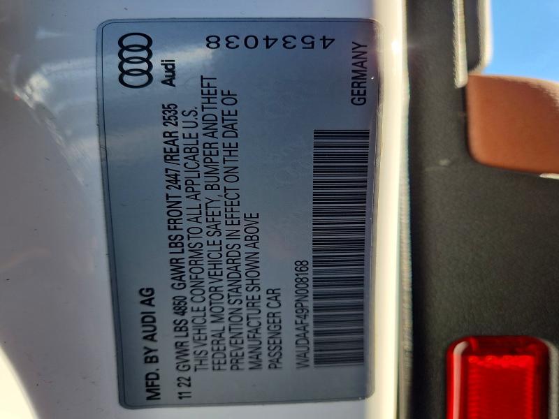 Продажа на аукционе авто 2023 Audi A4, vin: WAUDAAF49PN008168, номер лота: 49075766