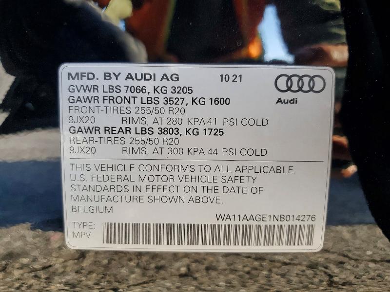 Продажа на аукционе авто 2022 Audi E-tron, vin: WA11AAGE1NB014276, номер лота: 48011126